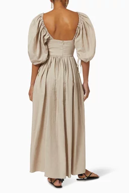 Buy Matteau Neutral Peasant Dress in Linen & Lyocell For Women Online |  Ounass Saudi
