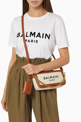 Buy Balmain Brown B-Army Clutch Bag in Canvas Leather For Women