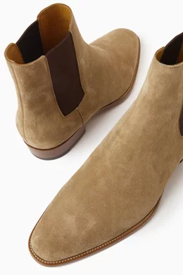 Buy SAINT LAURENT Neutral Wyatt Chelsea Boots in Suede For Men Online Ounass Saudi