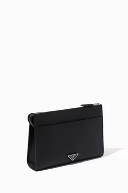 Buy Prada Black Embossed Logo Pouch in Saffiano leather For Men Online Ounass Saudi