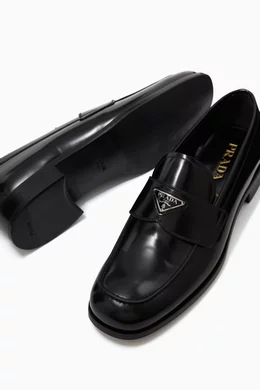 Buy Prada Black Loafers in Brushed Leather For Men Online Ounass Saudi