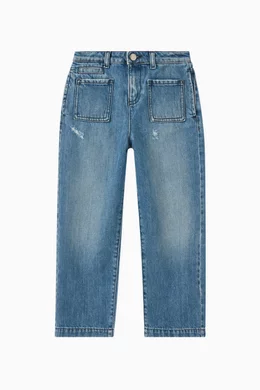 Buy Emporio Armani Blue Metal Eagle Logo Jeans in Denim For Girls