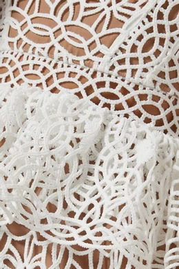Buy Self-Portrait White Tiered Mini Dress in Guipure Lace For Women Online  | Ounass Saudi