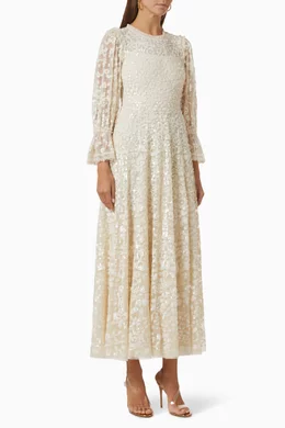 alianna white lace mermaid maxi dress A-Line Spaghetti Straps Tiered Tulle Prom Dress, White / 0 main image 1