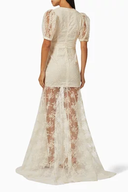 Buy Rotate Birger Christensen White Thora Maxi Dress in Lace For Women  Online | Ounass Saudi