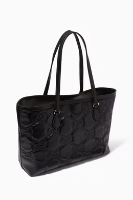 Buy Gucci Black Medium Tote Bag in GG Matelassé Leather For