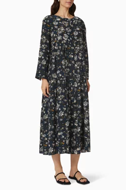 Buy Max Mara Blue Tabacco Dress in Silk Crepe De Chine For Women Online Ounass Saudi