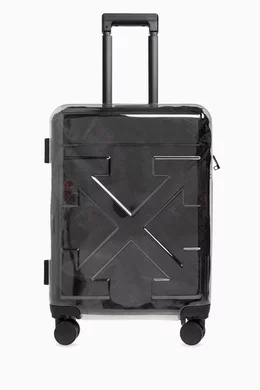 Buy Off White Black Quote motif Translucent Cabin Luggage For Men Online Ounass Saudi