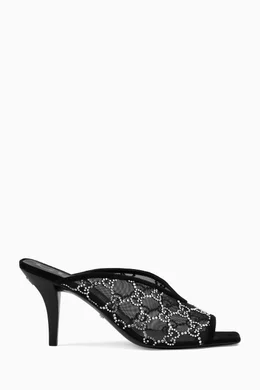 Buy Gucci Black GG Crystals Mule Sandals in Mesh For Women