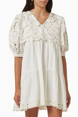 Buy Sea New York Neutral Anita Eyelet Mini Dress in Cotton-linen For Women  Online | Ounass Saudi