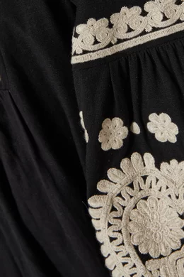Buy Sea New York Black Holly Soutache Midi Dress in Cotton