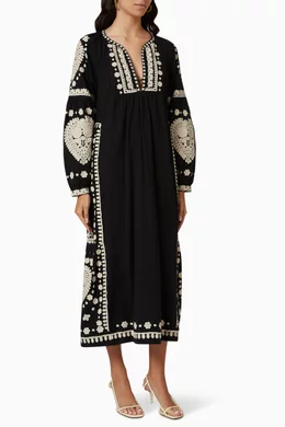 注目ブランドのギフト Soutache Holly Black York New Sea Buy Midi Cotton in Dress ワンピース