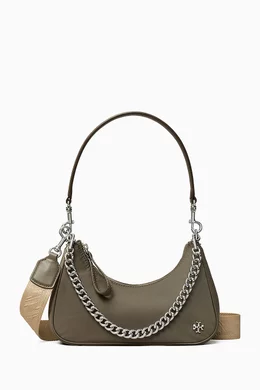 即発★TORY BURCH★ Small 151Mercer Nylon Shoulder Bag 88885 151 Mercer Nylon Crescent Bag: Women's Designer Shoulder