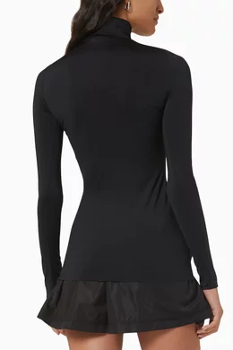 Buy Prada Black Triangle Logo High Neck Top in Stretch