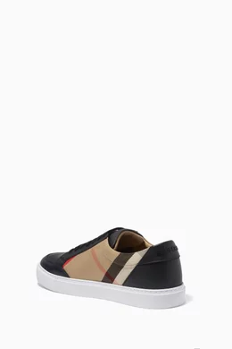 Buy Burberry Black Salmond Check Top Sneakers in Grainy Leather For Women Online Ounass Saudi