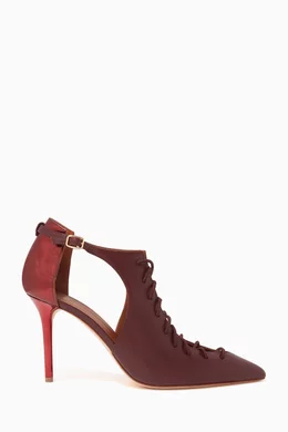 Buy Malone Souliers Burgundy Montana 85 Lace up Pumps in Nappa For Women Online Ounass Saudi