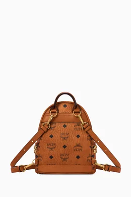 Buy MCM Brown Stark Bebe Boo Side Studs Backpack in Visetos Coated Canvas For Women Online Ounass Saudi