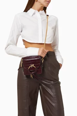 Buy See By Chloé Brown Joan Camera Bag in Croc-embossed Leather