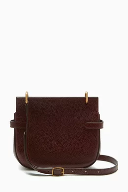 Buy Mulberry Burgundy Small Amberley Satchel Bag in Natural Grain
