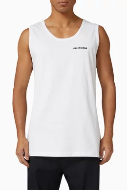 Buy Balenciaga White Logo Tank Top in Cotton For Men Online Ounass Saudi
