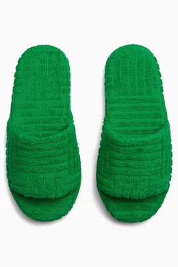 Buy Bottega Veneta Green Resort Sponge Slides in Cotton Terry