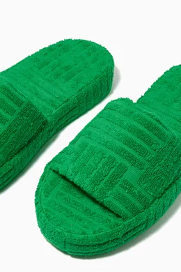 Buy Bottega Veneta Green Resort Sponge Slides in Cotton Terry