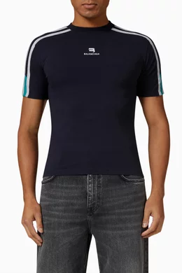 正規品 Balenciaga Sporty B Shrunk Tee Buy Balenciaga Blue Sporty B Shrunk T-shirt in Peeling Stretch