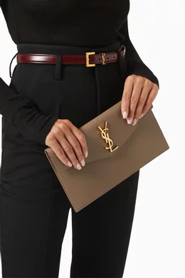 Buy SAINT LAURENT Brown Uptown Pouch in Grain de Poudre Embossed Leather For Women Online Ounass Saudi