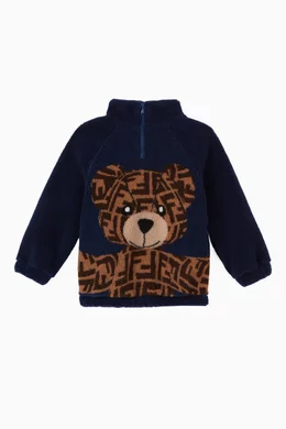 Buy Fendi Blue Teddy Bear Sweatshirt in Wool For Boys Online Ounass Saudi