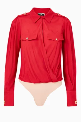Buy Elisabetta Franchi Red Shirt Bodysuit in Viscose For Women