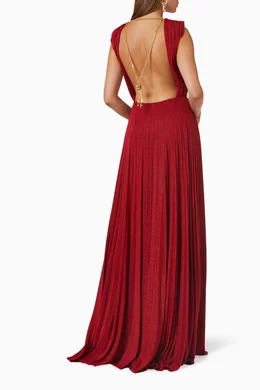red carpet lurex jersey dress Red Carpet dress made of lurex jersey fabric with embroidered flower main image 0