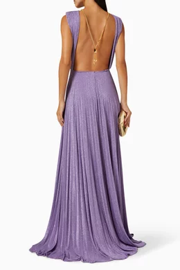 Buy Elisabetta Franchi Purple Pleated Gown in Lurex Jersey