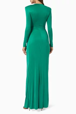 green emerald velvet dress Elisabetta Franchi