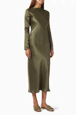 Buy Loro Piana Green Vera Midi Dress in Silk-satin For Women Online |  Ounass Saudi