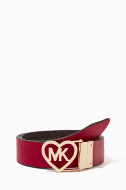 Buy Michael Kors Kids Brown MK Buckle Reversible Belt in Nappa Leather For Girls Online Ounass Saudi