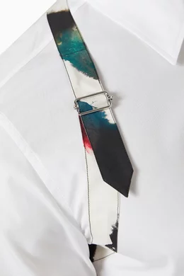 Buy McQueen White Watercolour Graffiti Harness Shirt in Organic