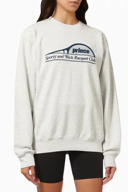 スウェット・トレーナー Sporty & Rich Prince Racket Sweatshirt CR523HG Buy Sporty & Rich Grey Prince Racquet Sweatshirt in Cotton