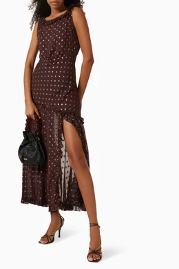 Buy RIXO Brown Barrette Low Back Midi Dress in Viscose Crepe For Women  Online | Ounass Saudi