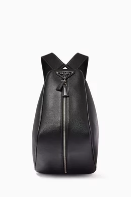 Buy Prada Black Triangle Backpack in Leather For Men Online