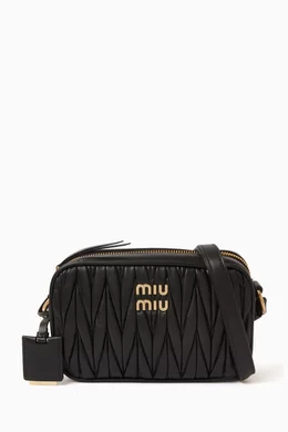 Buy Miu Miu Black Camera Crossbody Bag in Matelasse Nappa For