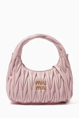 ハンドバッグ Miu Miu Powder Pink Nappa Leather Wander Handbag Powder Pink Wander Matelassé Nappa Leather Hobo Bag | Miu Miu