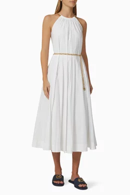 Buy Michael Kors White Halter Chain Midi Dress in Stretch Organic Cotton  For Women Online | Ounass Saudi