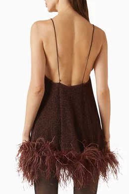 Buy Oseree Brown Lumiere Plumage Mini Dress in Stretch Lurex For Women  Online | Ounass Saudi
