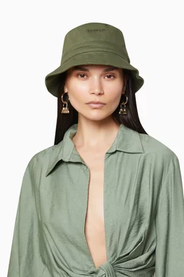 Buy Jacquemus Green Le Bob Gadjo Bucket Hat in Cotton-canvas  display picture 1