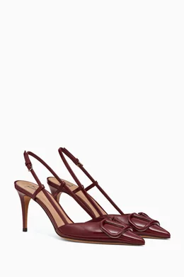 Buy Valentino Garavani Burgundy Valentino Garavani VLogo Slingback Pumps in Patent Leather For Women Online Ounass Saudi