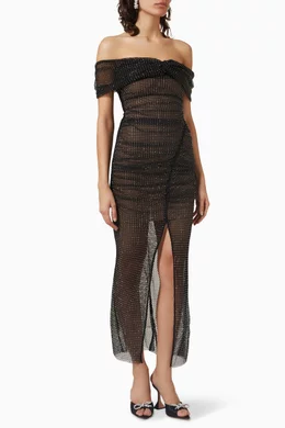chinese dress ladies Black V Neck Fishnet Long Sleeve Maxi Dress
