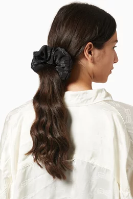 Buy Balenciaga Black XXL Hair Scrunchie in Silk For Women  display picture 1