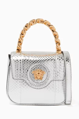 Buy Versace Silver La Medusa Mini Bag in Metallic Snakeskin effect Leather For Women Online Ounass Saudi