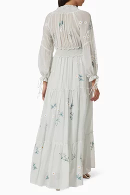 Buy Fillyboo Blue Daisy Island Embroidered Maxi Dress in Silk cotton For Women Online Ounass Saudi