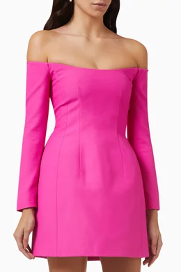 Buy Valentino Garavani Pink Off-shoulder Mini Dress in Wool-blend For Women  Online | Ounass Saudi